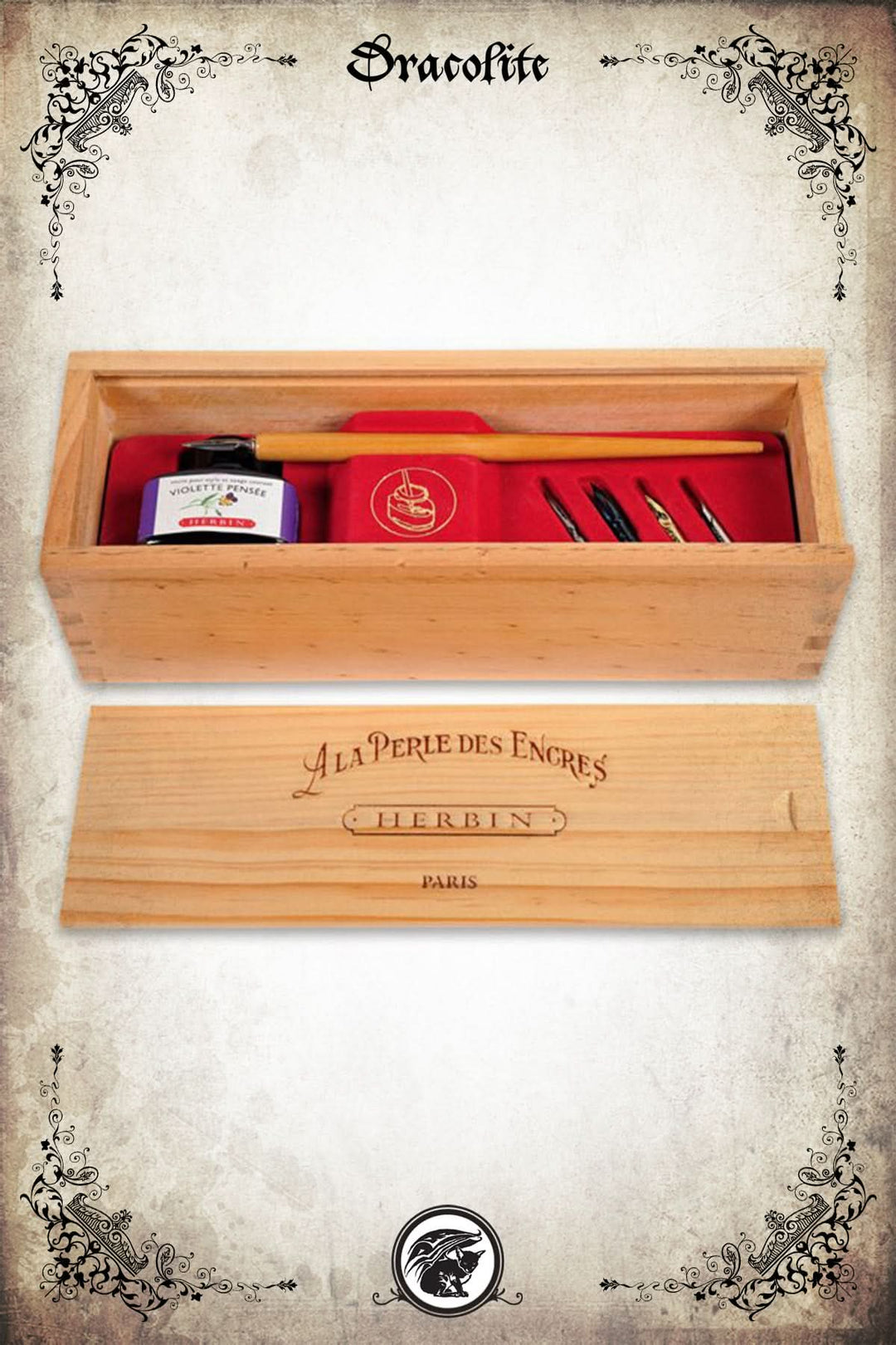 Coffret de calligraphie en bois - la perle des encres