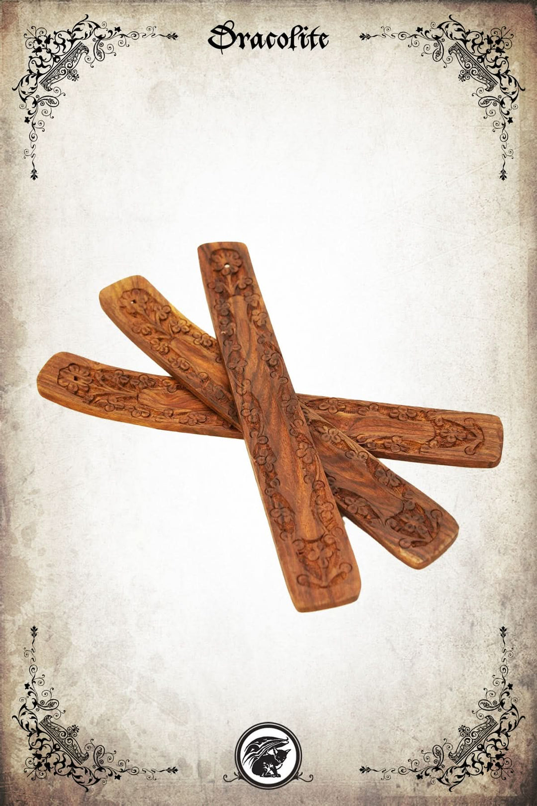 Floral carved wooden incense burner