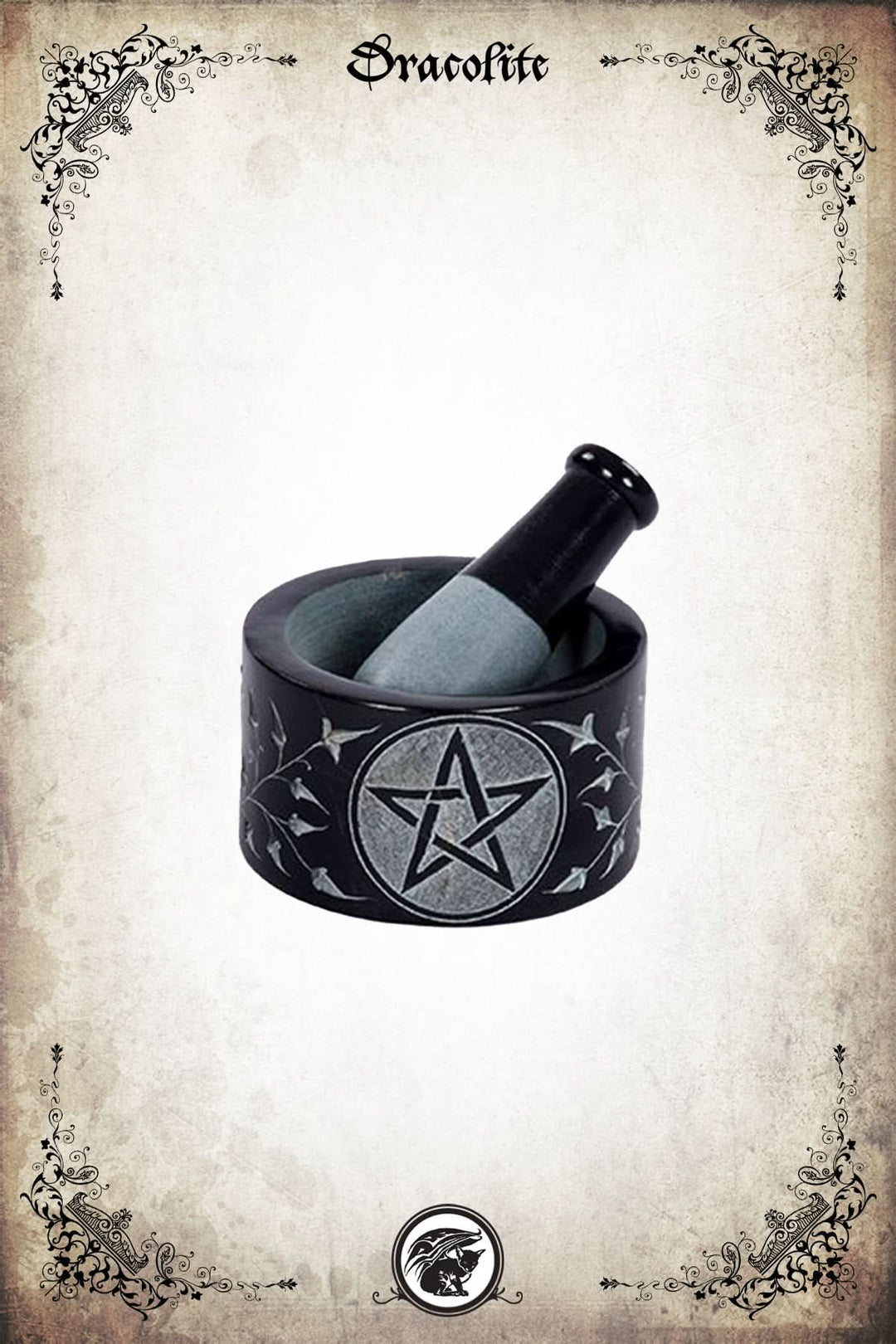 Mortar and pestle with carved pentacle