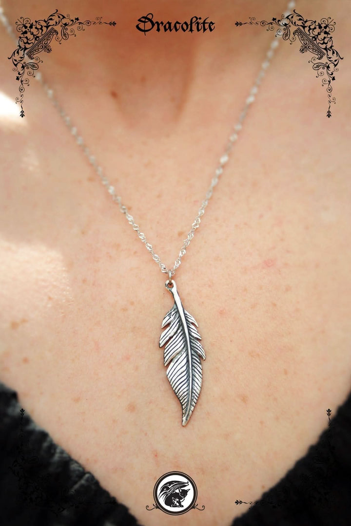 Pendentif Plume en Argent Sterling
