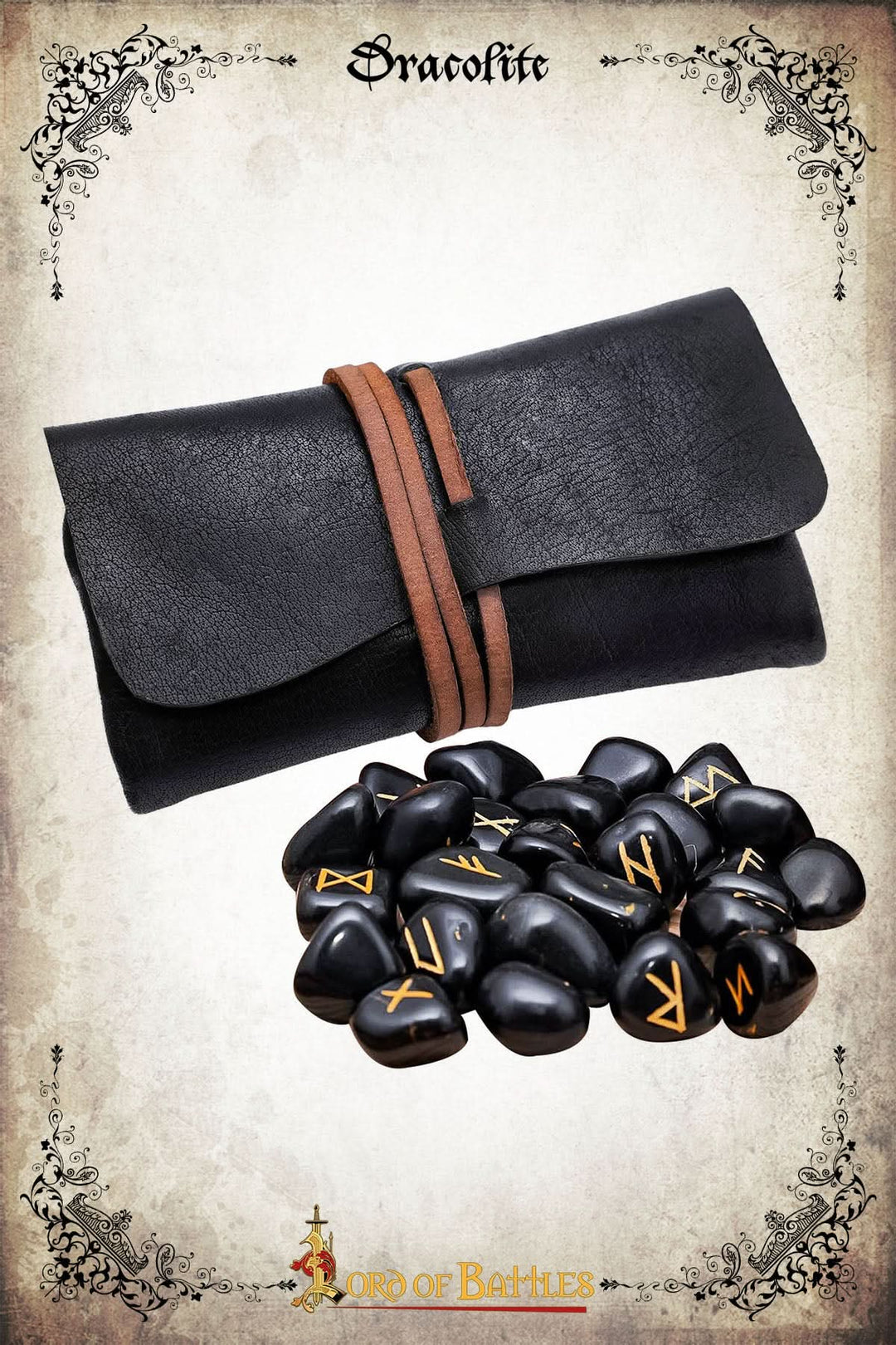 Onyx Runes in Leather Pouch