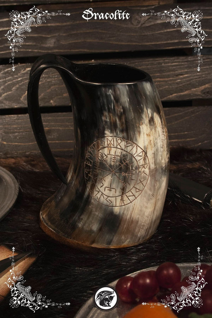 6-8in Hand Engraved Horn Mug Inspired by Historical Horns