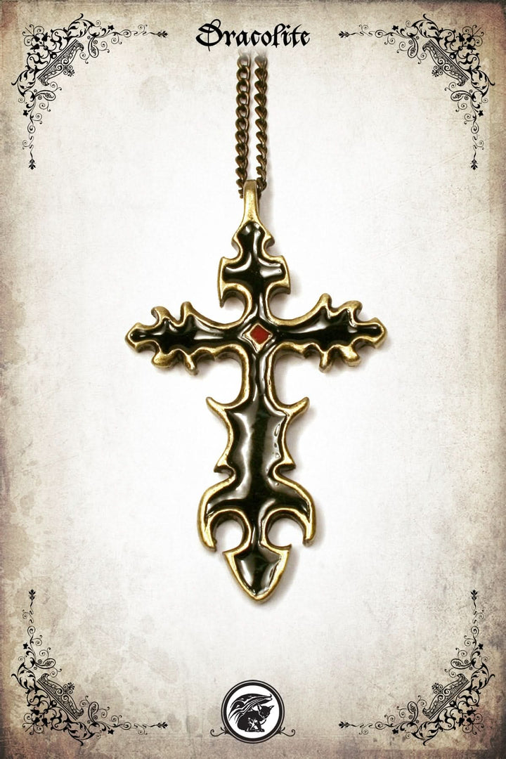 Gothic Flames Cross Pendant