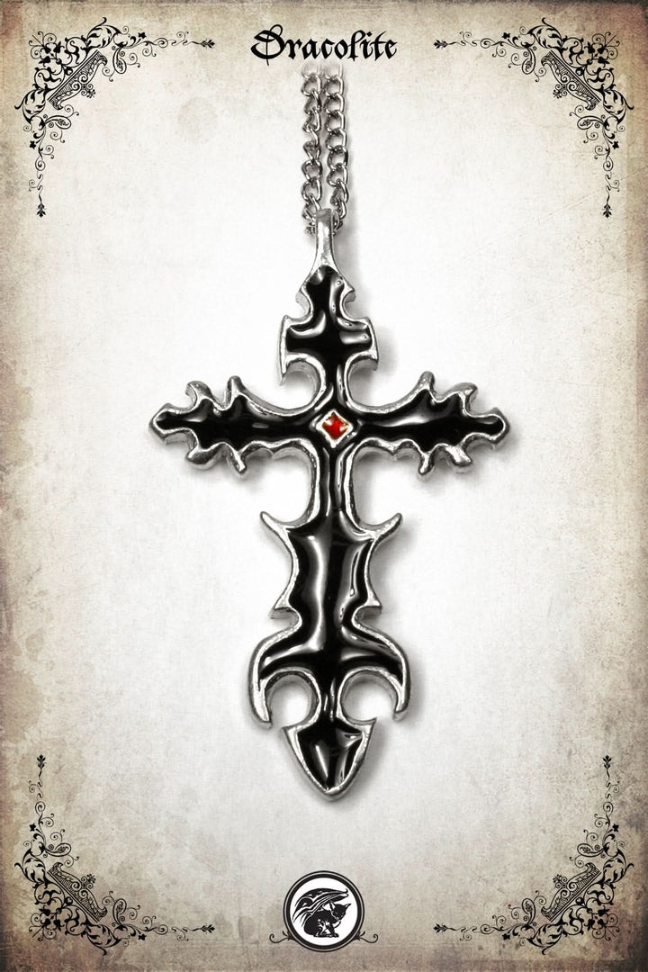 Gothic Flames Cross Pendant