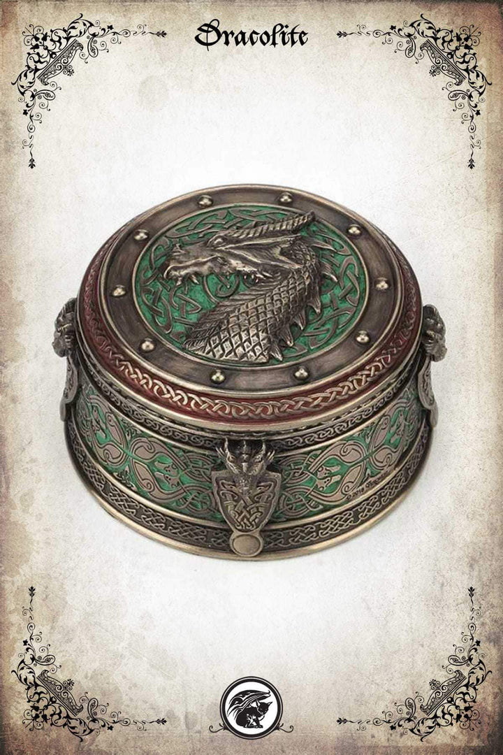 Round Celtic Box with Dragon