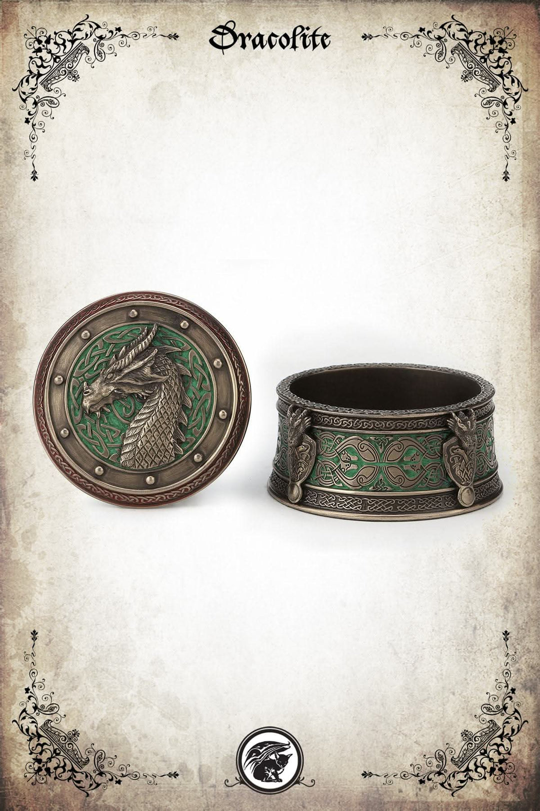 Round Celtic Box with Dragon