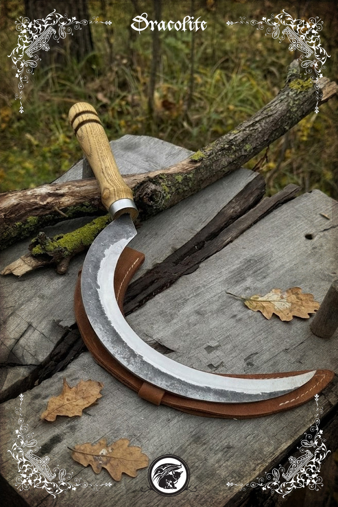 Forged Viking knife - Engraved bone and wood handle